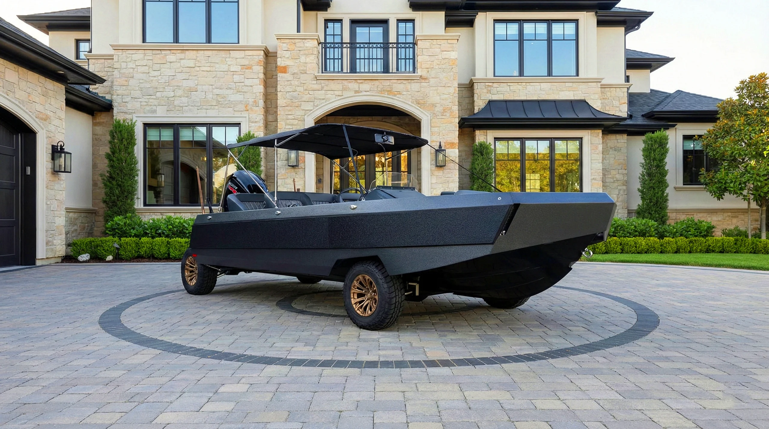 Black Amphibious Car parked